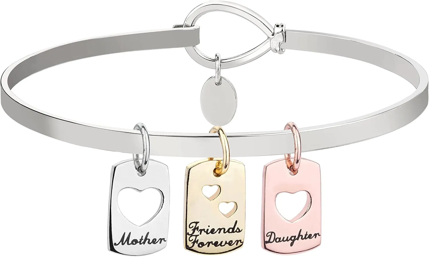 Mother Daughter Friends Forever Bracelet Gold Silver Plated Mother Daughter Friendship Bracelets Heart Charm Bangle Bracelets for Women Mom Birthday Mother's Day Gifts