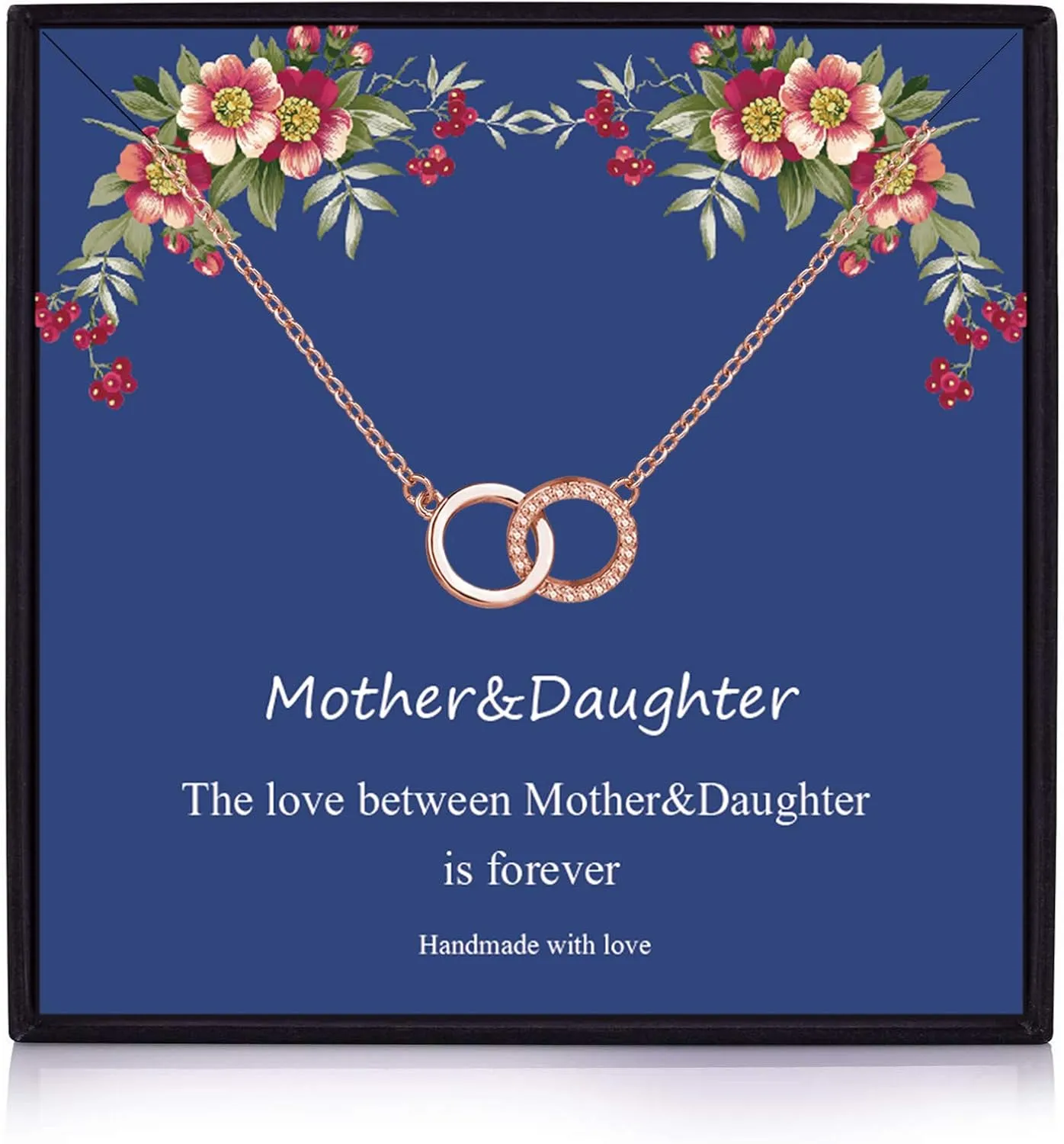 Mother Daughter Necklace for 2 Gold Interlocking Circle Necklace for Women Mom Necklace Gifts for Mother Mother Necklace from Daughter Christmas Gifts 2024