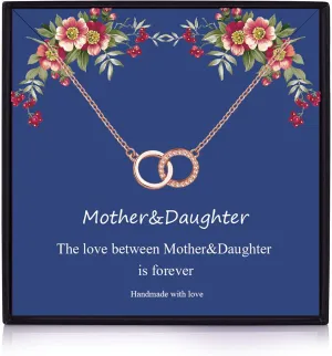 Mother Daughter Necklace for 2 Gold Interlocking Circle Necklace for Women Mom Necklace Gifts for Mother Mother Necklace from Daughter Christmas Gifts 2024