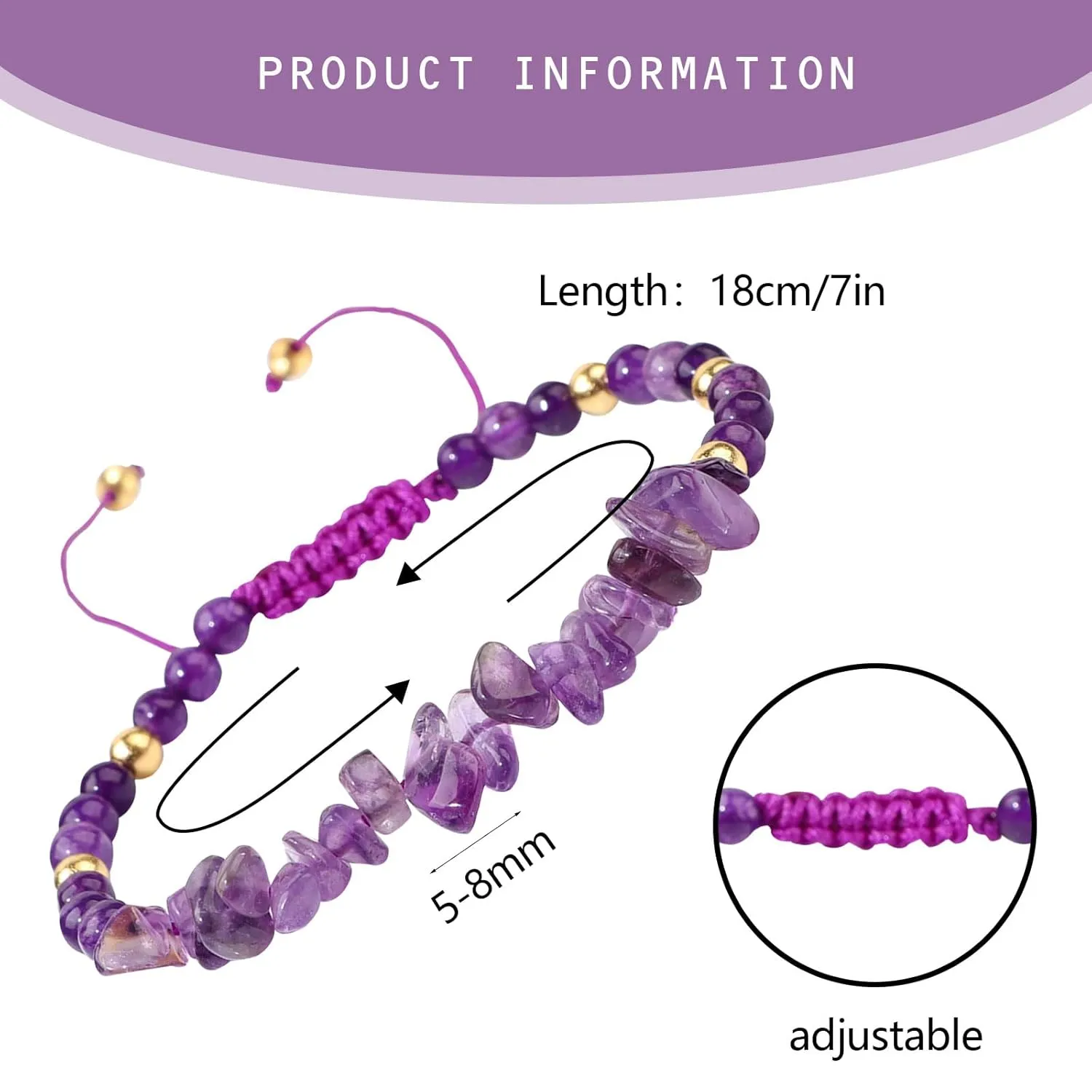 Mothers Day Gifts - Amethyst Bracelet for Women Healing Protection Natural Stone Gemstone Bracelet Purple Gifts for Women Teens Girls, Valentine's Day Birthday Christmas Gifts