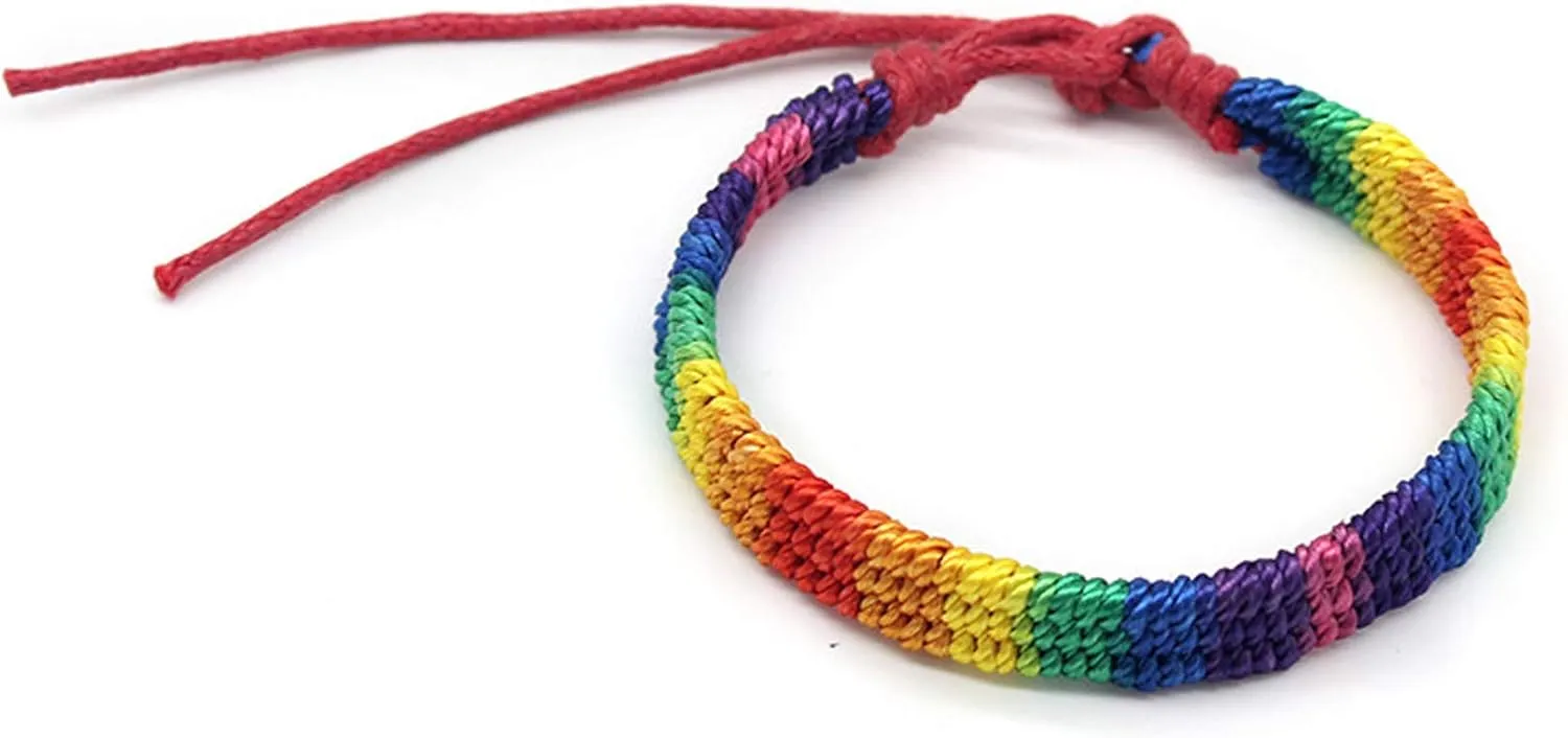 Nanafast Rainbow LGBT Pride Bracelet Handmade Braided Friendship String Bracelet for Gay & Lesbian LGBTQ Wristband Adjustable Size