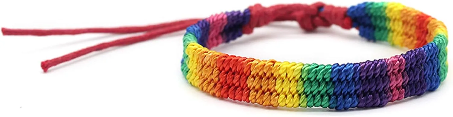 Nanafast Rainbow LGBT Pride Bracelet Handmade Braided Friendship String Bracelet for Gay & Lesbian LGBTQ Wristband Adjustable Size