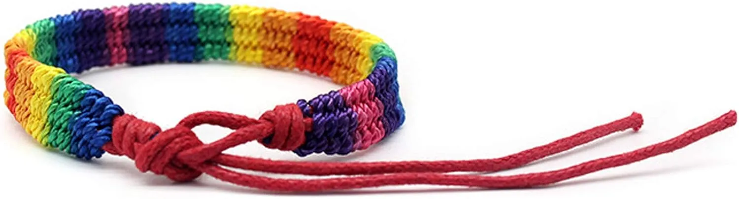 Nanafast Rainbow LGBT Pride Bracelet Handmade Braided Friendship String Bracelet for Gay & Lesbian LGBTQ Wristband Adjustable Size