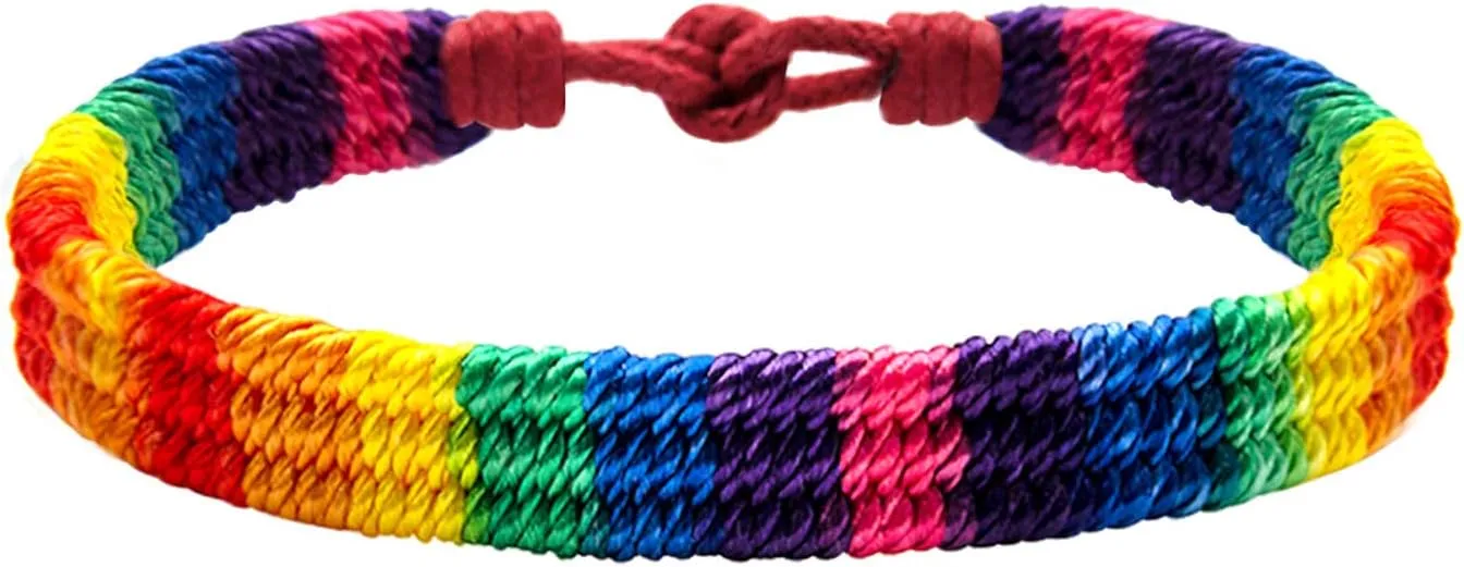 Nanafast Rainbow LGBT Pride Bracelet Handmade Braided Friendship String Bracelet for Gay & Lesbian LGBTQ Wristband Adjustable Size