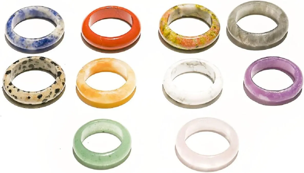 Natural Crystal Healing Agate Stone Ring Meditation Accessory for Men or Women