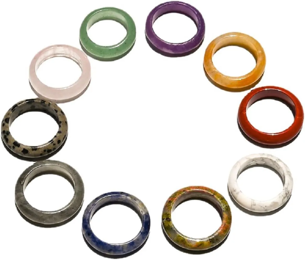 Natural Crystal Healing Agate Stone Ring Meditation Accessory for Men or Women