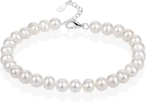 Natural Pearl Bracelets for Women 925 Sterling Silver Bracelets for Women Handmade Jewelry for Women AAAA Quality Real White Freshwater Pearl from The Pearls Source