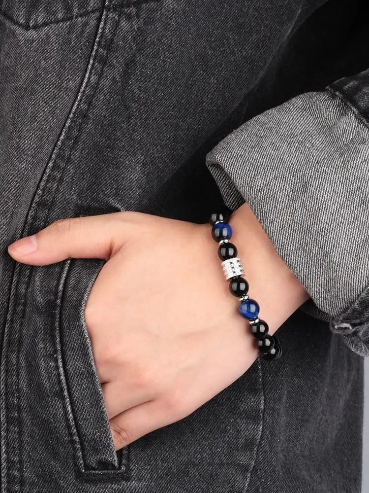Natural Tiger Eye Beads bracelets Black Obsidian Natural stone bracelet, health energy bracelet,healing bracelets, gift for men and women Bring Luck And Prosperity
