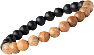 Natural Wood Beads Bracelets Black Matte Prayer Bead Bracelet Wooden