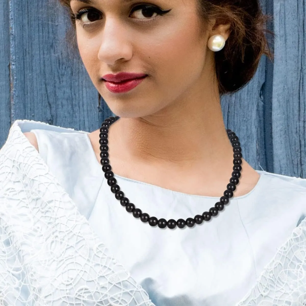 Navajo Black Pearl Layered Necklace Long Western Cowgirl Beaded Pearl Necklaces for Women Girls Party Wedding Jewelry