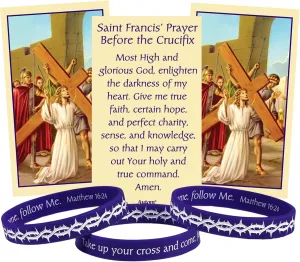 Needzo Lenton Crown of Thorns Silicone Bracelet with Prayer Card, Catholic Holiday Supplies, 8 Inches (Pack of 3)