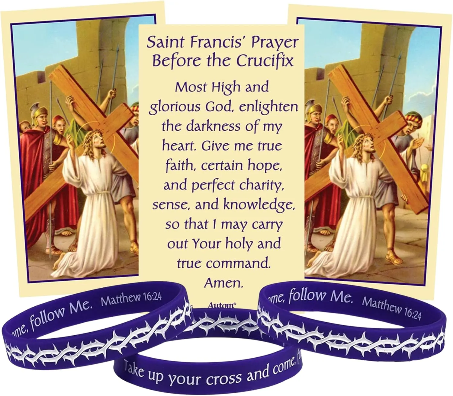 Needzo Lenton Crown of Thorns Silicone Bracelet with Prayer Card, Catholic Holiday Supplies, 8 Inches (Pack of 3)