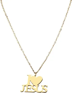 New 2026 Unisex Stainless Steel Necklaces Letters I Love Jesus Pendant Chain Choker Charm Fashion Necklace For Women Jewelry Party Friends Gifts Decoration Luxury Trendy For Women And Men