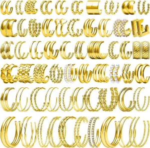 NEWITIN 69 Pieces Gold Jewelry Set for Women Fashion Costume Jewelry Gold Plated Necklace Bracelet Earrings Set for Women