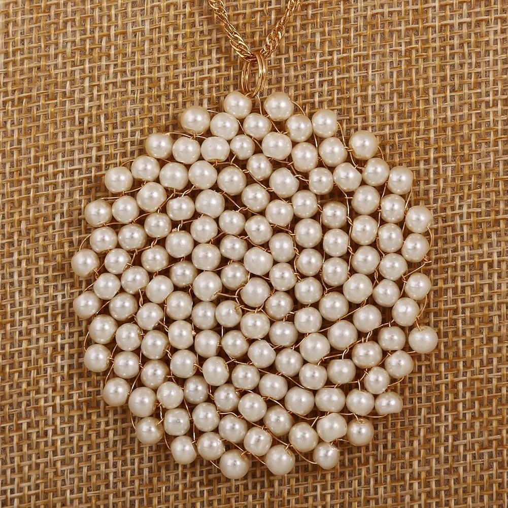 Niumike Handmade Crystal Circle Pendant Necklace and Earring Sets for Women Prom Disc Long Statement Necklaces Jewelry Sets with Gifts Box