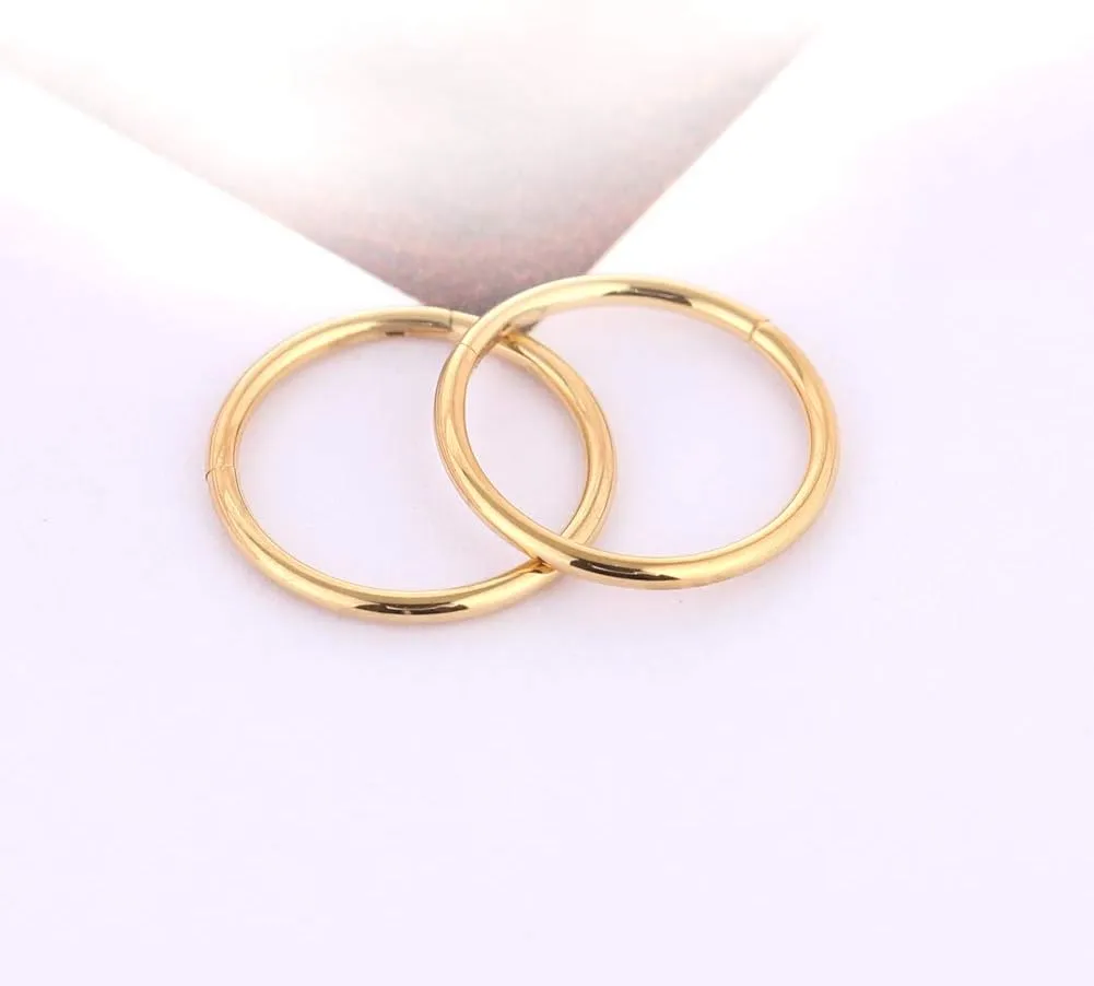 Nose Ring Septum Hoop 20G/18G/16G/14G/12G 316L Surgical Stainless Steel Hinged Seamless Earrings, Diameter 5MM-16MM, Gold/Silver/Black/Rose Gold/Rainbow Color