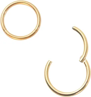 Nose Ring Septum Hoop 20G/18G/16G/14G/12G 316L Surgical Stainless Steel Hinged Seamless Earrings, Diameter 5MM-16MM, Gold/Silver/Black/Rose Gold/Rainbow Color