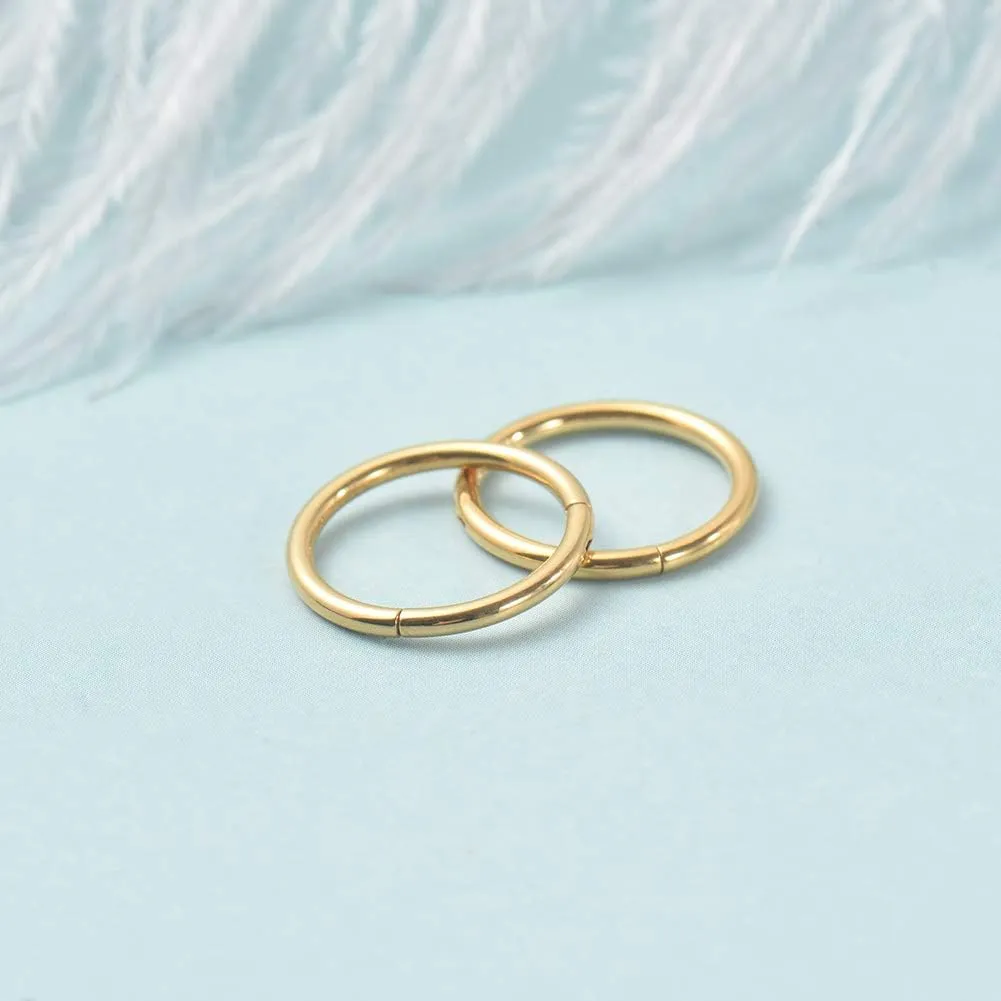 Nose Ring Septum Hoop 20G/18G/16G/14G/12G 316L Surgical Stainless Steel Hinged Seamless Earrings, Diameter 5MM-16MM, Gold/Silver/Black/Rose Gold/Rainbow Color