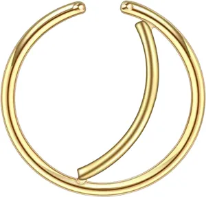Nose Rings Hoops For Women, 20G 8mm 316L Surgical Steel Septum Rings, Nostril Cartilage Piercing Hoop Dainty Jewelry (Rose Gold Moon)