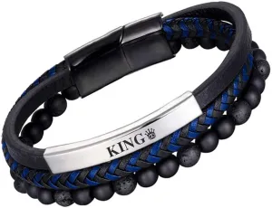 Novgarden Leather Beaded Bracelet for Men, Custom Bracelets with Lava Rock and Prayer Beads Multi-layer Braided Mens Cuff Bracelets Gift for Dad, Boyfriend