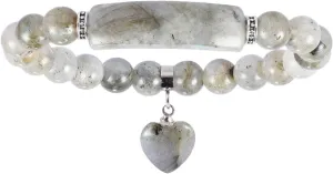 Nupuyai 8MM Stretch Bracelets for Unisex, Healing Stone Bracelet with Dangle Heart Charm 7"