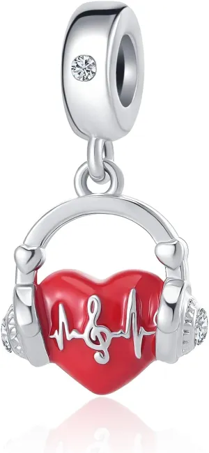 Nurse Stethoscope Medical Music Note Pendant Charms Heartbeat Life Pulse Enamel Beads for Pandora Bracelet