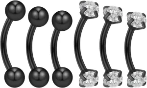 Ocptiy 16G Rook Piercing Jewelry Eyebrow Rings Hypoallergenic Surgical Steel Vertical Lip Labret Belly Snake Eye Tongue Ring Daith Earring Piercing Jewelry for Men Women Curved Barbells 6mm 8mm 10mm