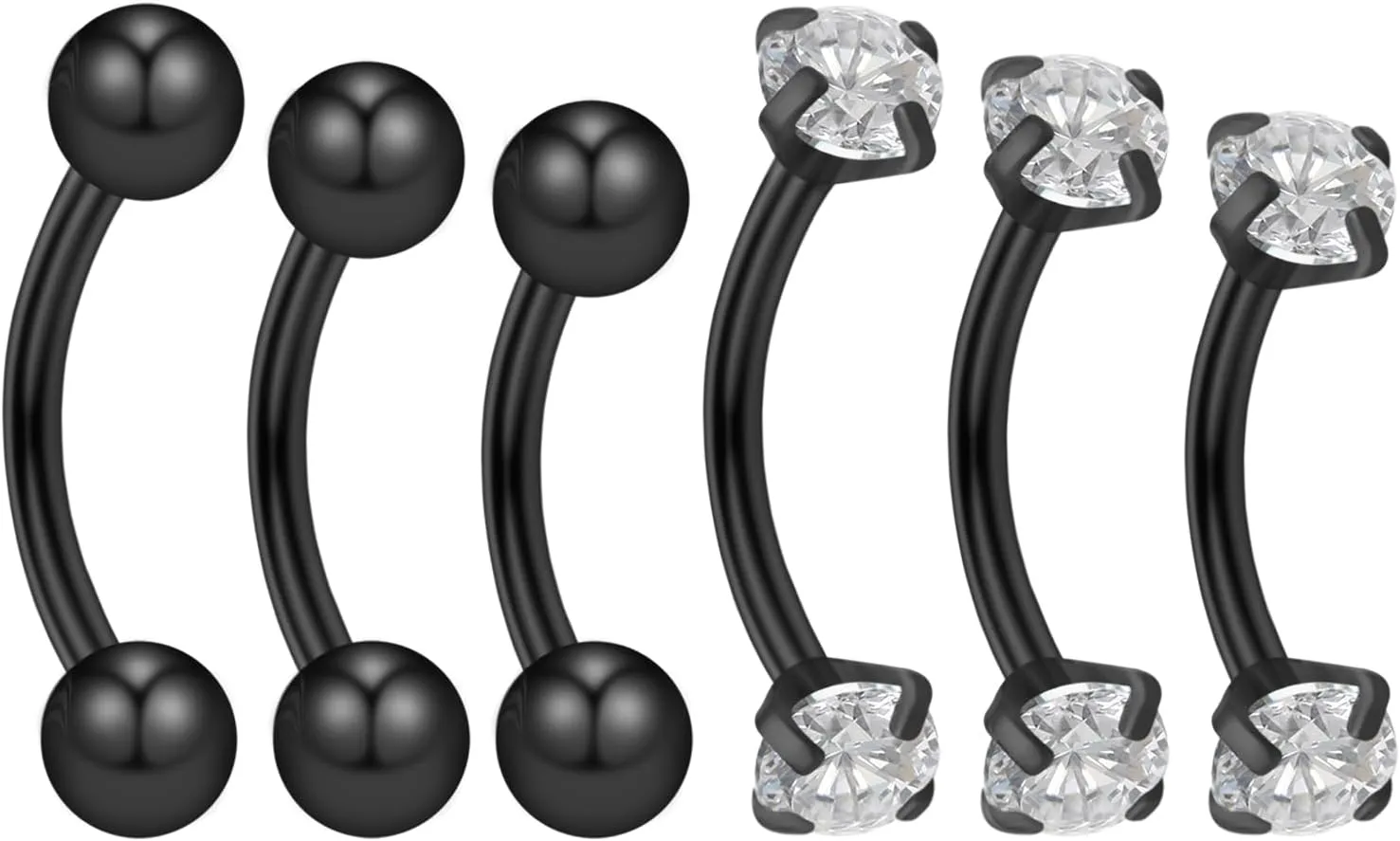 Ocptiy 16G Rook Piercing Jewelry Eyebrow Rings Hypoallergenic Surgical Steel Vertical Lip Labret Belly Snake Eye Tongue Ring Daith Earring Piercing Jewelry for Men Women Curved Barbells 6mm 8mm 10mm