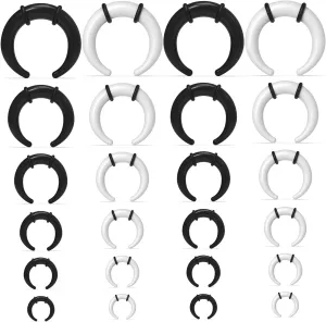 Ocptiy Septum Stretching kit 14G 12G 8G 6G 4G 2G Acrylic Pincher Tapers Septum Rings Ear Gauges Stretching Expander Kit & Stretched Septum Jewelry Kit Buffalo Stretcher Expander with Black O-Rings