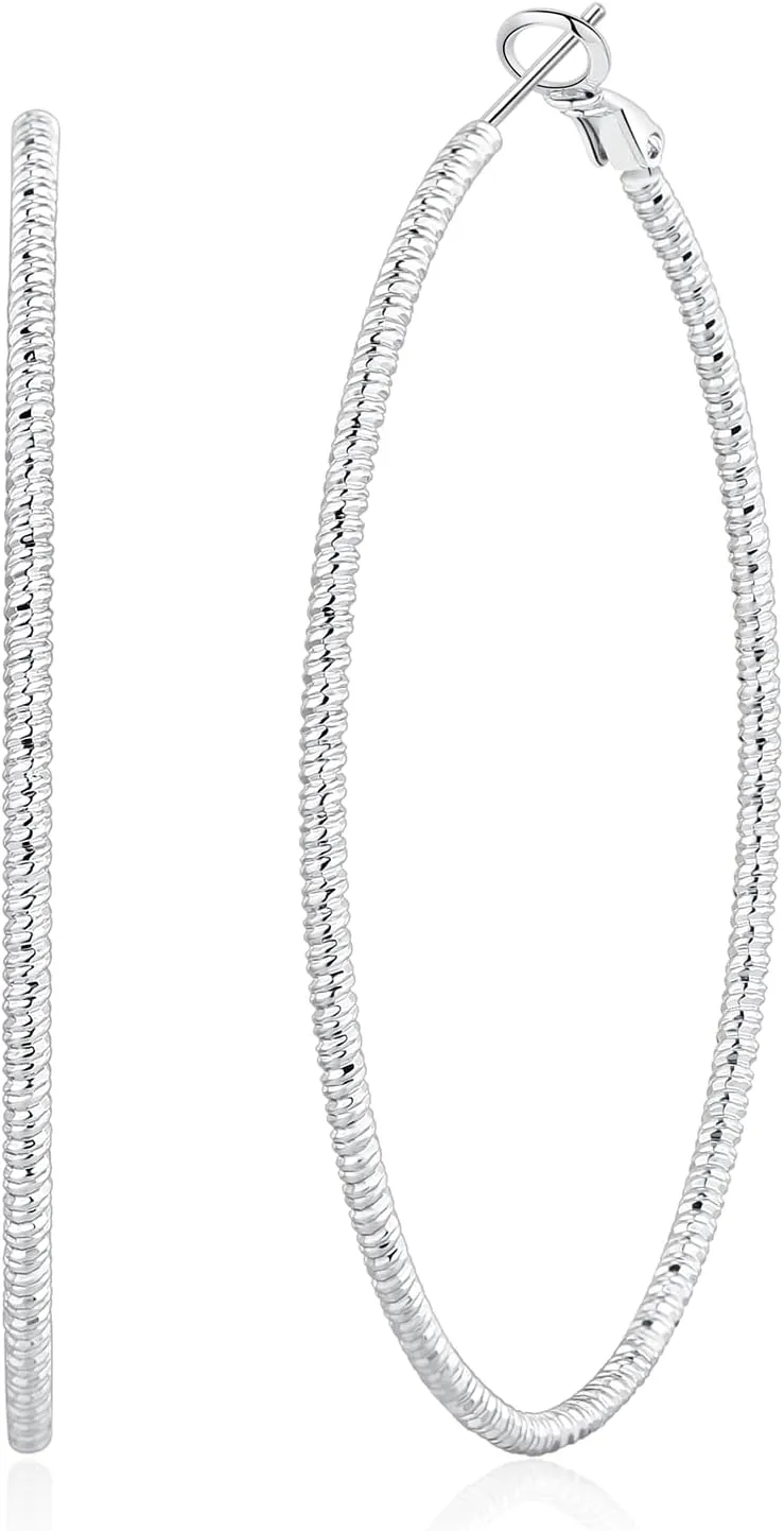 OOOPEL Gold Hoops Earrings for Women, 14k Real Gold Plated Big Earring Hoops Lightweight Earrings Hypoallergenic Large Sterling Silver Hoop Earring for Women 30MM 40MM 50MM 60MM