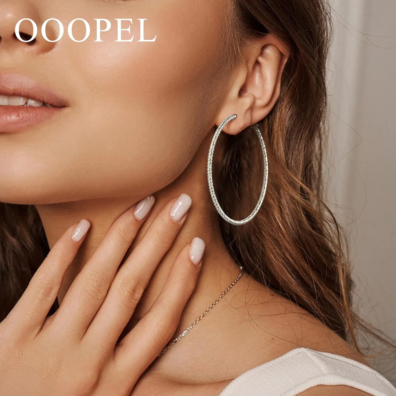 OOOPEL Gold Hoops Earrings for Women, 14k Real Gold Plated Big Earring Hoops Lightweight Earrings Hypoallergenic Large Sterling Silver Hoop Earring for Women 30MM 40MM 50MM 60MM