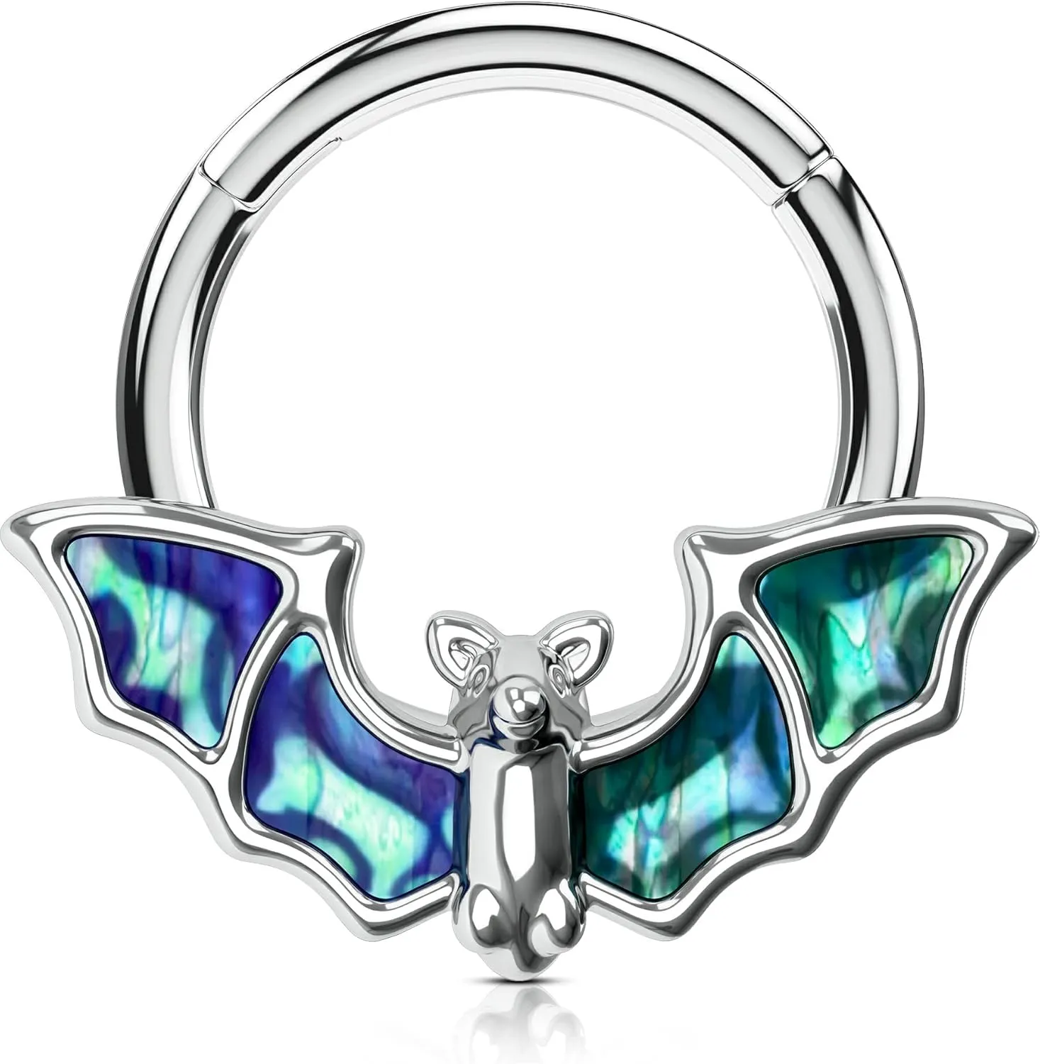 OUFER 16G Septum Rings Hoops, 316L Stainless Steel Septum Piercings, Black Bat Design Cartilage Earrings, Helix Conch Daith Piercing Jewelry for Women and Men