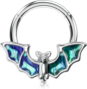 OUFER 16G Septum Rings Hoops, 316L Stainless Steel Septum Piercings, Black Bat Design Cartilage Earrings, Helix Conch Daith Piercing Jewelry for Women and Men