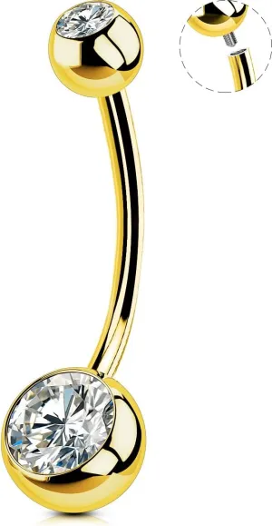 OUFER Gold Belly Button Rings, 316L Surgical Steel Belly Button Piercing, Internally Threaded Belly Rings, 14G Belly Piercing Jewelry, Long Belly Button Rings, Navel Rings for Women Men