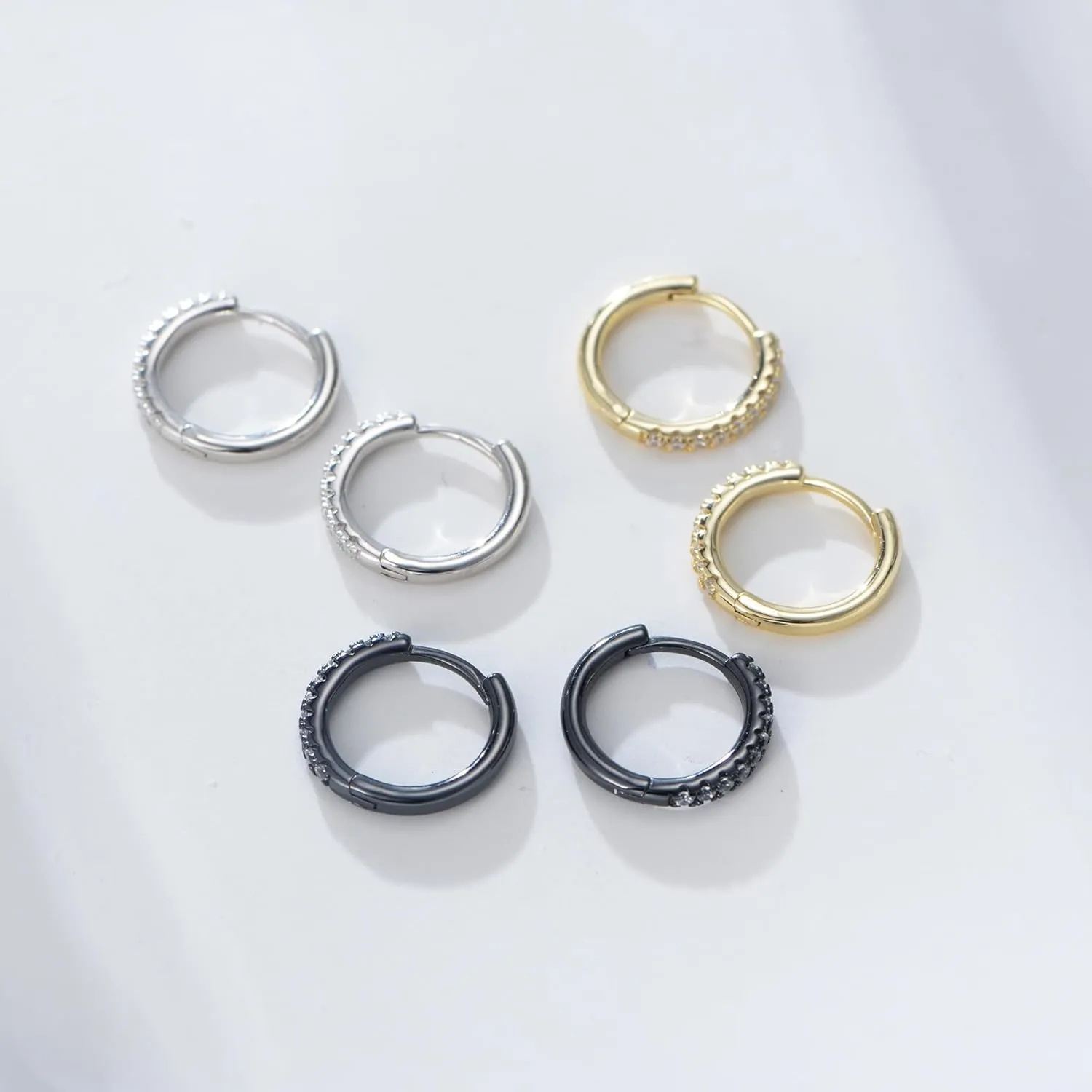 OUXi Hoop Huggie Earrings, 18K Gold Plated 925 Sterling Silver Cubic Zirconia Hoops Earring Hypoallergenic for Women Jewelry, Gift for Wedding Christmas Birthday