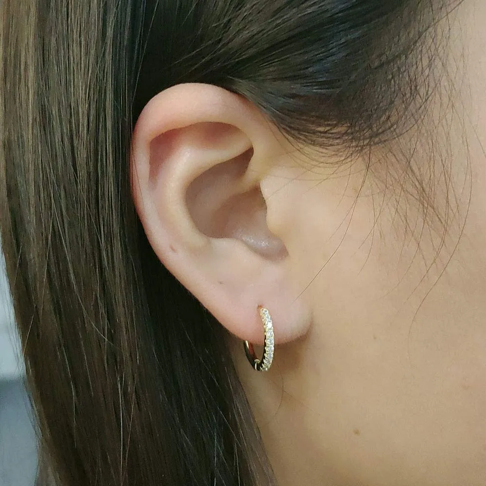 OUXi Hoop Huggie Earrings, 18K Gold Plated 925 Sterling Silver Cubic Zirconia Hoops Earring Hypoallergenic for Women Jewelry, Gift for Wedding Christmas Birthday