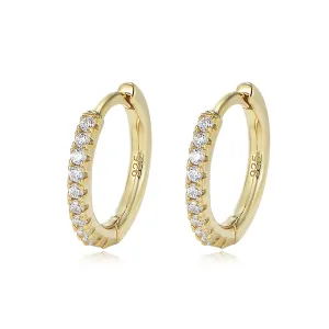 OUXi Hoop Huggie Earrings, 18K Gold Plated 925 Sterling Silver Cubic Zirconia Hoops Earring Hypoallergenic for Women Jewelry, Gift for Wedding Christmas Birthday