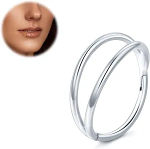 Oveta Titanium 20G Double Nose Rings Hoops for Women 8mm Nose Rings Silver