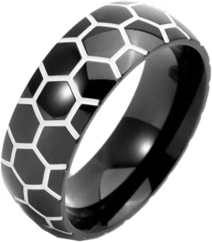 PAMTIER 8mm Men Women Stainless Steel Sports Balls Ring Football Soccer Pattern Ring Glow in The Dark Sport Jewelry Gift