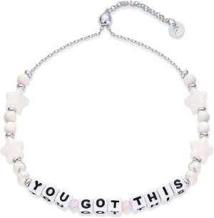 PAVOI 14K Gold Plated Colored Mantra Evil Eye Beaded Gemstone Bracelets for Women | Adjustable Friendship Beaded Bracelets with Words | I Am Enough Fearless Breathe Good Energy In My Era Grateful You Got This Affirmation Bracelet