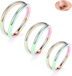 PEAKLINK Seamless Nose Hoop Rings 316L Surgical Steel Double Cartilage Helix Conch Piercing Jewelry Ear Hoop Earrings Septum Jewelry Septum Clicker Ring Daith Rook Tragus Lip Jewelry 6mm to 12mm