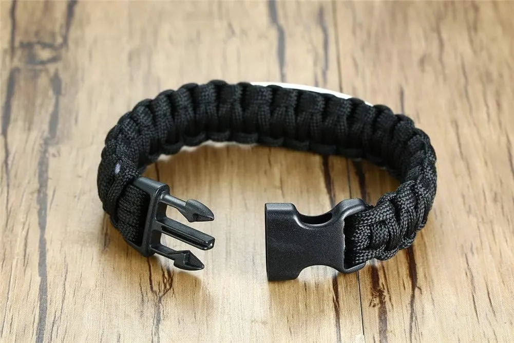 Personalized Bible Verse Bracelet for Men,Custom Stainless Steel Paracord Rope Christ Cross Bible Saying Scripture Engraved Quote Cuff Bracelets Christian Jewelry for Husband,Dad,Boyfriend,Son