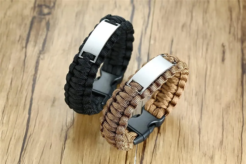 Personalized Bible Verse Bracelet for Men,Custom Stainless Steel Paracord Rope Christ Cross Bible Saying Scripture Engraved Quote Cuff Bracelets Christian Jewelry for Husband,Dad,Boyfriend,Son