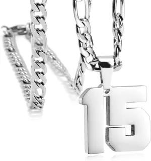 Personalized Jersey Number Necklaces for Mens,Athletes Stainless Steel Sport Number Pendant Chain for Mens Baseball/Basketball/Football Team Inspiration Jewelry with Gifts