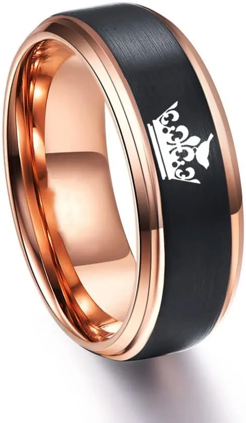 Personalized Matching Rings for Couples His Queen&Her King,Engraved King and Queen Rings for Couples Set Stainless Steel Black Wedding Engagement Bands Promise Rings for Him and Her Couples Anniversary Valentine's Jewelry