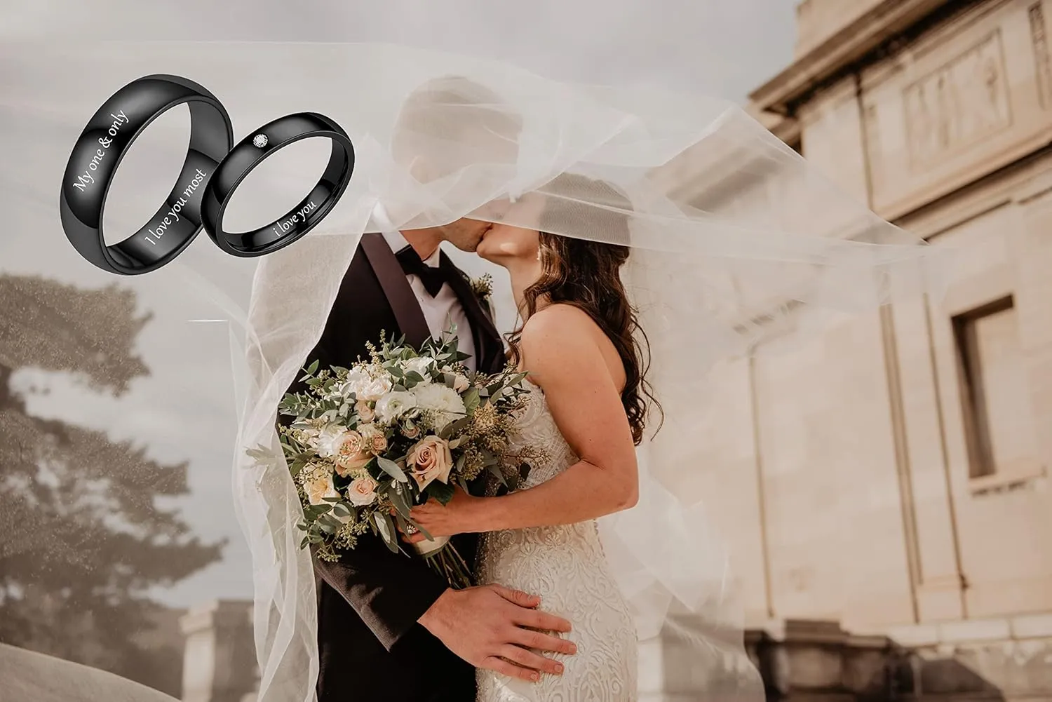 Personalized Matching Unique Promise Rings for Couples Black Engraved ,Custom Rings for Women Gold,8mm Mens Tungsten Carbide Wedding Bands,Wedding Ring Sets for Him and Her,Anniversary Birthday Graduation Gift for Wife Husband Best Friends
