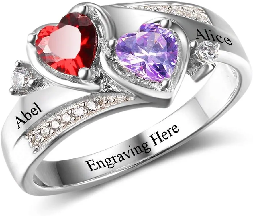 Personalized Promise Rings for Her Custom Name Birthstone Rings for Women Mother Daughter Rings for Mom Customized Gifts for Mothers Day