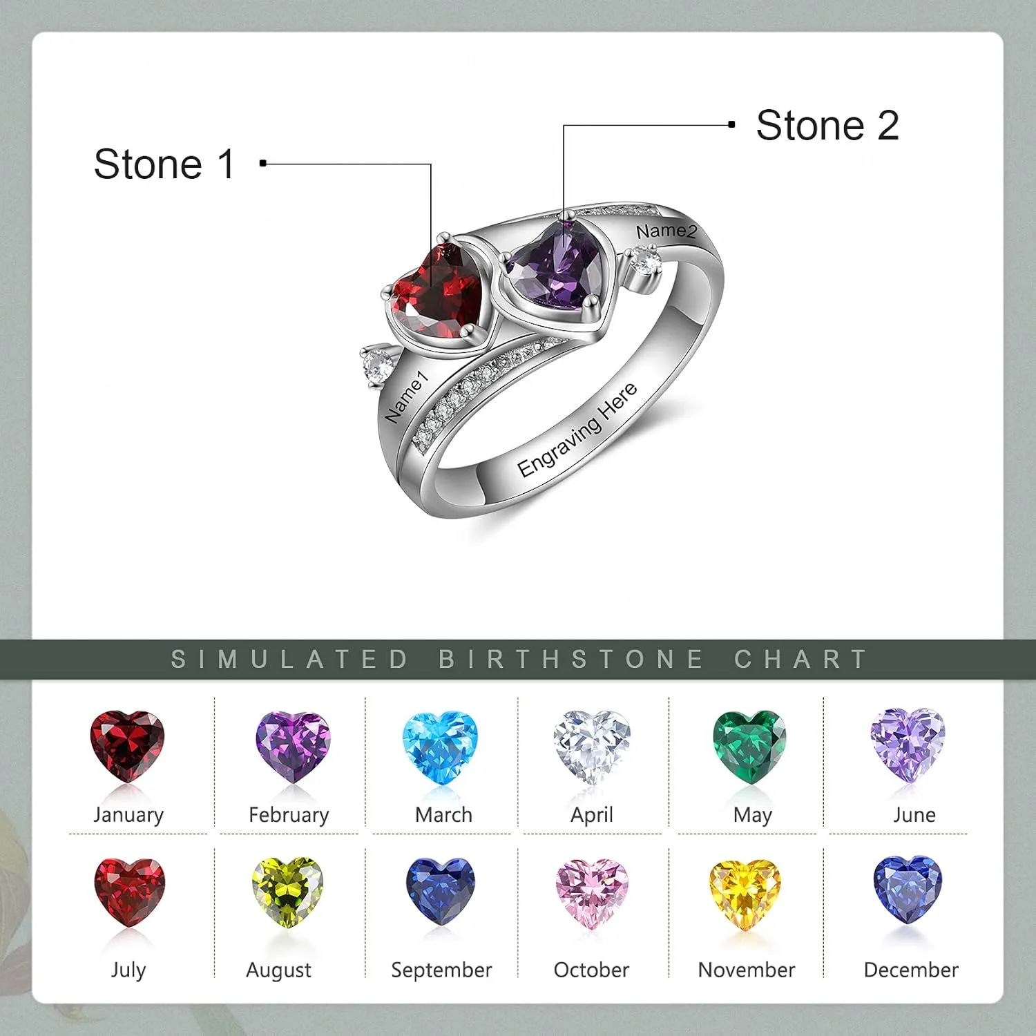 Personalized Promise Rings for Her Custom Name Birthstone Rings for Women Mother Daughter Rings for Mom Customized Gifts for Mothers Day