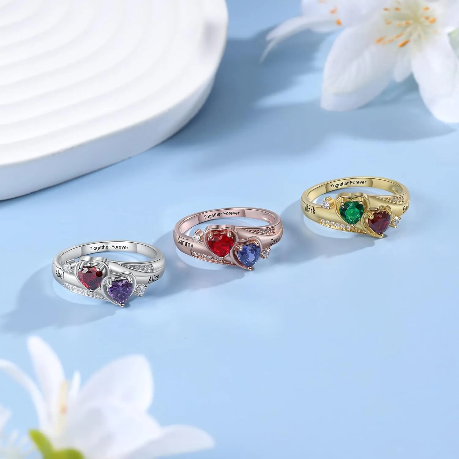 Personalized Promise Rings for Her Custom Name Birthstone Rings for Women Mother Daughter Rings for Mom Customized Gifts for Mothers Day