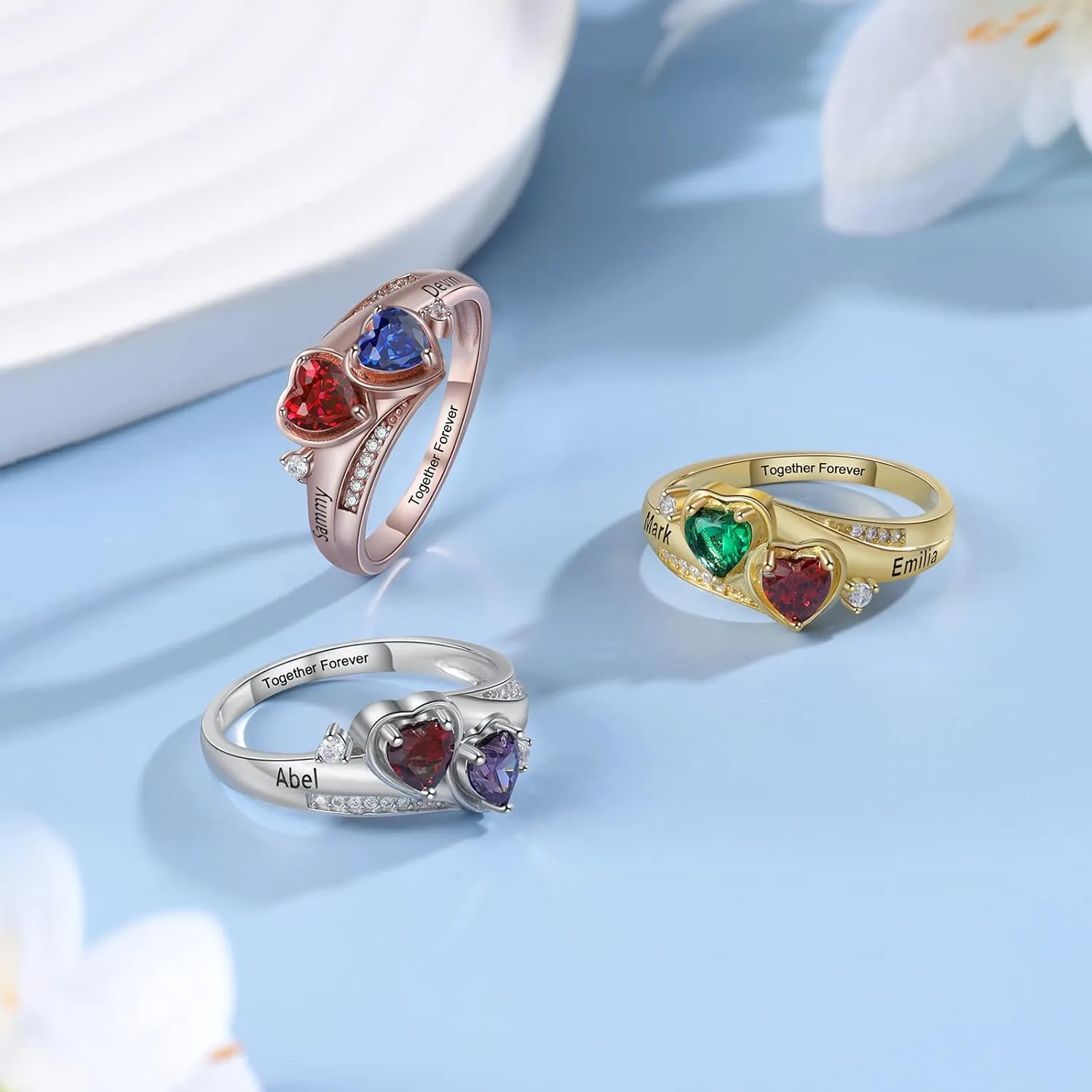 Personalized Promise Rings for Her Custom Name Birthstone Rings for Women Mother Daughter Rings for Mom Customized Gifts for Mothers Day